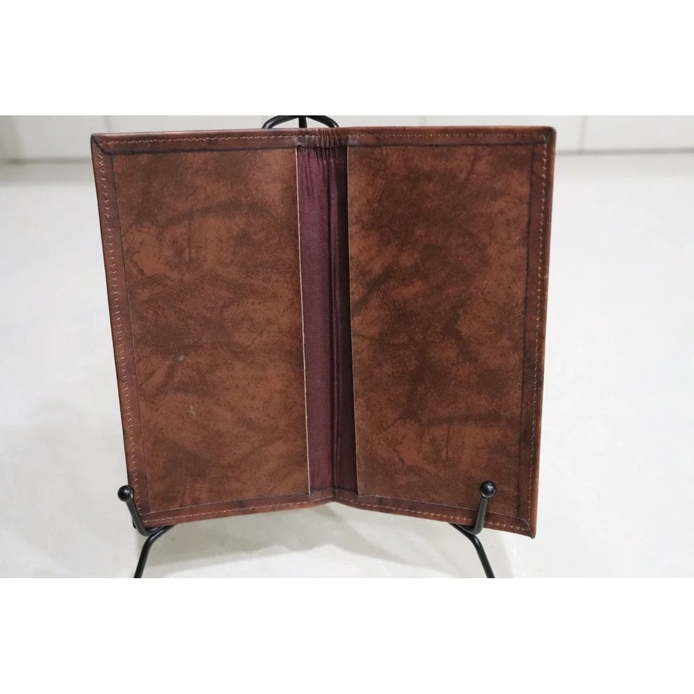 Dallas Cowboys Genuine Cowhide Leather Checkbook Cover Brown NFL Embossed Star